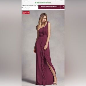 White by Vera Wang Burgundy Ruffle Maxi Dress purchase from David’s Briadal